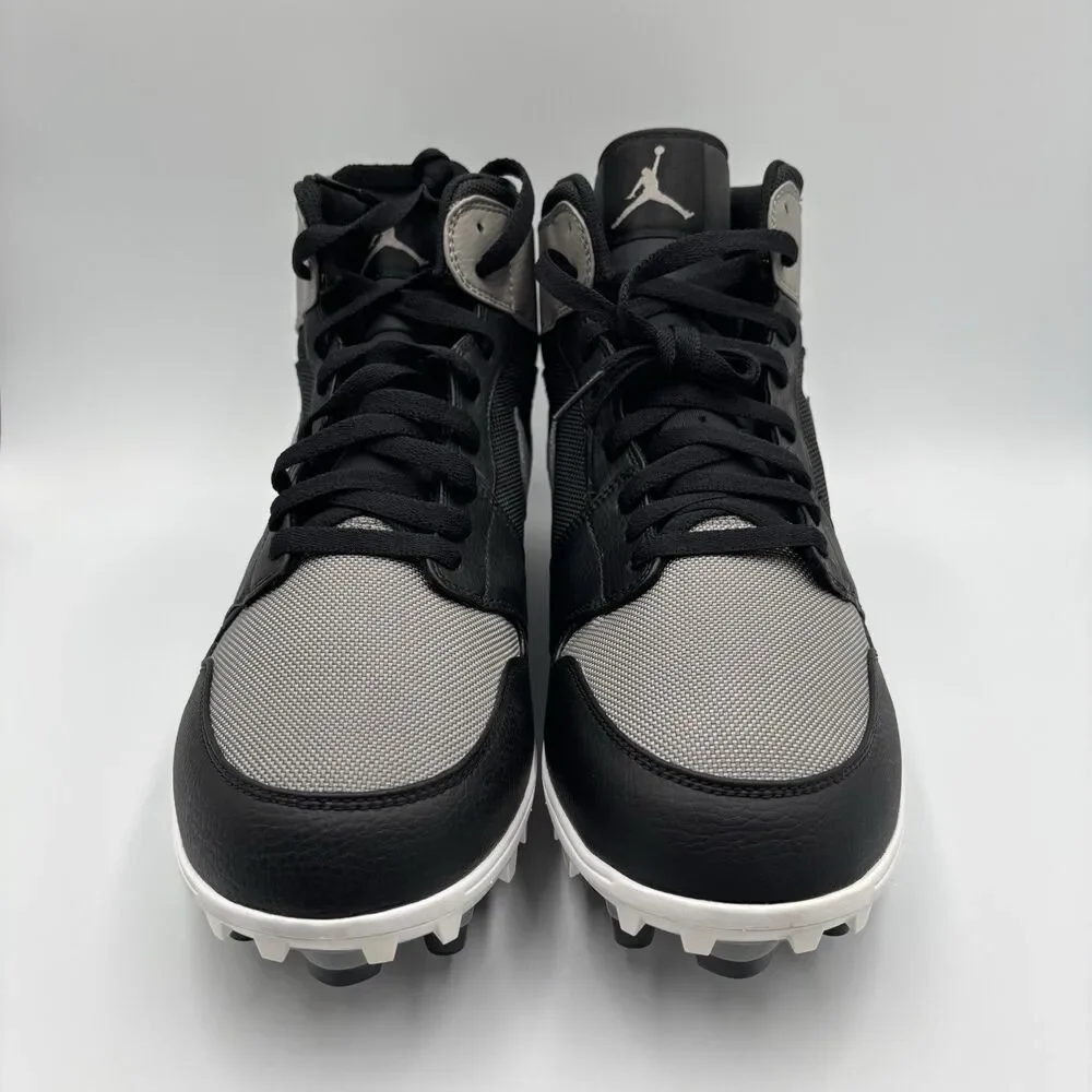 Size 12 Jordan 1 Mid TD Shadow Gray Black 2019 Football Cleats AR5604-002